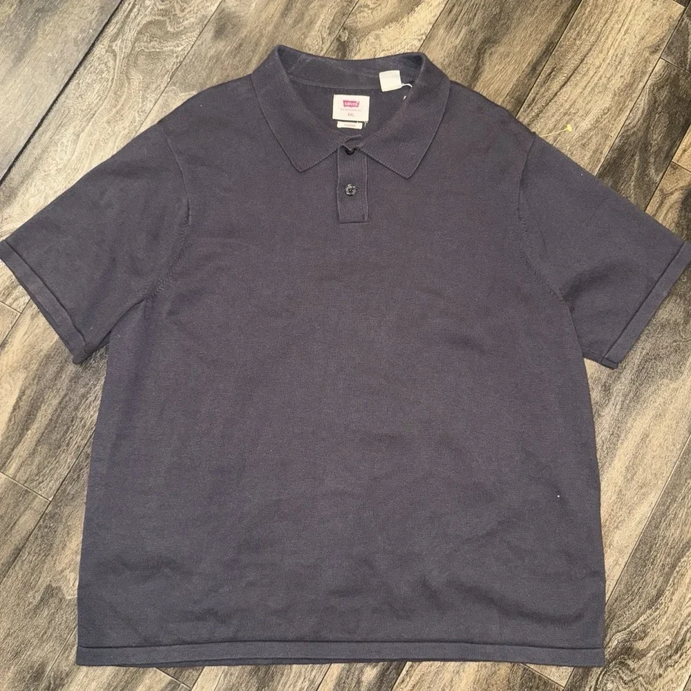 Levi's Men's Cotton Sweater Knit‎ Grey Polo Shirt Size XXL